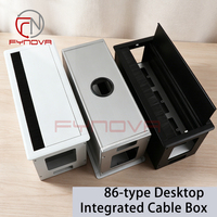 Caja de cableado integrada de escritorio tipo 86, 130 mm, de alta capacidad, de aleación de aluminio, con tapa abatible, para oficina, con cubierta de goma y cepillo