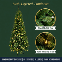 Sapin de Noël Artificiel Haut de Gamme Réaliste de 2,10 m avec Base Robuste en PVC Écologique pour Décoration de Salon