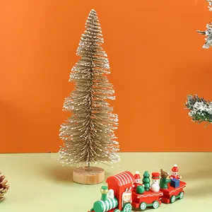 Aiguilles de pin artificielles en PVC de haute qualité, décoration de noël de saison spéciale dorée avec support en plastique
