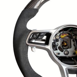 Für Porsche Panamera Macan <span class=keywords><strong>Cayenne</strong></span> 918 911 718 970 971 Maßgefertigtes Lenkrad Neues Carbon-Faser-Hirschleder-Lenkrad - Product Image 3
