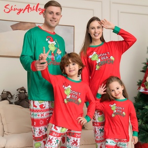 RTS rojo manga larga pareja pijamas familia Loungewear mujer ropa de dormir conjuntos Navidad pijamas familia - Product Image 6