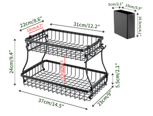 Hiện Đại 2-Tier Nhà Bếp Countertop Trái Cây Bát Thân Thiện Với Môi Sắt Dây Lưới Snack & Bánh Mì Lưu Trữ Giỏ Nhà Hiển Thị Sử Dụng - Product Image 3