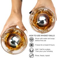 Coffret cadeau d'accessoires de bar écologiques réutilisables, pierres à whisky réutilisables, glaçons en acier inoxydable, boules de glace