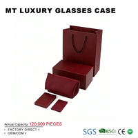 Estuche de Gafas de Sol y Estuche para Lentes de Sol de Piel Sintética Roja de Lujo, Único, Moderno y Lavable