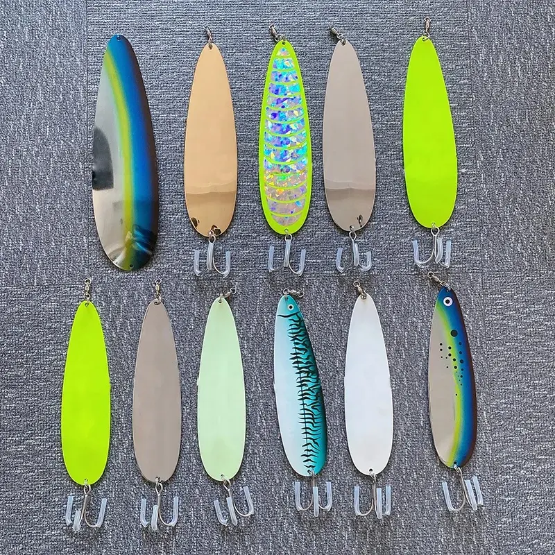 Custom 304/316 Stainless Steel Flutter Spoons Big Game Fishing Trolling Lures 8'' 9'' 11'' Casting Spoon Lure