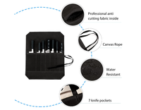 Sac à rouleaux de couteaux de chef en toile cirée multi-usages pour outils et ustensiles de cuisine, étui à couteaux robuste avec 7 fentes
