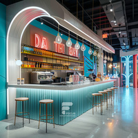 Comptoir de bar à vin moderne sur mesure, design en bois pour restaurant, pub, vitrines