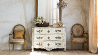 Table de toilette autoportante de style français de luxe en bouleau massif à 3 tiroirs avec panneaux en contreplaqué pour chambre à coucher, salon et décoration intérieure
