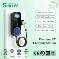 Chargeur de voiture électrique intelligent extérieur de niveau 2 7KW 11KW 22KW Type 1 Type 2 4G WiFi RFID APP 32A IP54 AC 380V
