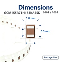 Condensateur céramique SMD 0402 1005 métrique MLCC 15nF 50V X7R ±10% GCM155R71H153KA55D pour appareils IoT AEC-Q200