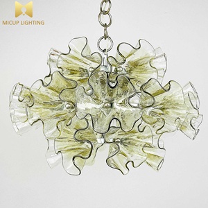 Lustre en verre de Murano vert minimaliste nordique, lustre décoratif d'art de château de luxe français - Product Image 5