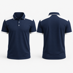 เสื้อโปโลผู้ชายแบบมีโลโก้ OEM ตามสั่ง ตกแต่งผ้าแบบ Patchwork แขนเสื้อตัดต่อ แขนสั้น แห้งเร็ว เหมาะสำหรับเล่นเทนนิส จากเวียดนาม - Product Image 5