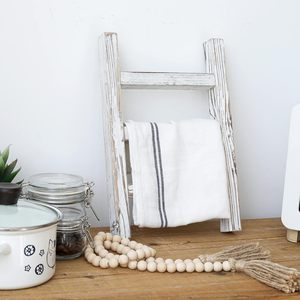 Scaletta per <span class=keywords><strong>strofinacci</strong></span> in legno, Mini scaletta <span class=keywords><strong>porta</strong></span> asciugamani espositore, portasciugamani rustici per tè, adatto per l'arredamento del bagno di campagna - Product Image 2