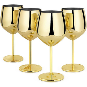 Boîte de couleur personnalisée <span class=keywords><strong>Verre</strong></span> à vin en acier inoxydable doré avec tige rouge Gobelet à vin rouge coloré pour hôtel <span class=keywords><strong>Verre</strong></span> à vin rouge avec logo personnalisé - Product Image 1