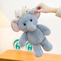 Peluche Éléphant Mignon de 30 cm, Ours en Peluche, Mouton, Poupée en Peluche Douce avec Chapeau de Fête et Bonnet en Dentelle pour Cadeau d'Anniversaire Enfant