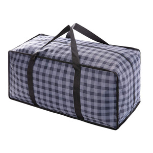 Heavy Duty Large Storage Bags Blue Moving Tote bag with Handles and Zipper for Clothing College Carrying Christmas Decoration
