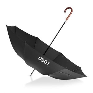 Custom 23 Inch J Shape Wooden Handle Shaft Business <b>Gift</b> Luxury logo Print Straight Umbrella for Hotel - Product Image 3