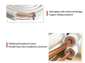ชุดสายเคเบิลสองทางขนาดเล็ก25ฟุตท่อทองแดงคู่ลวดทองแดงม้วนฉนวน PE ลวดทองแดงใช้สำหรับเครื่องปรับอากาศ HVAC