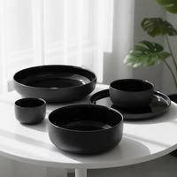 Bol de soupe à salade de nouilles de riz, design moderne personnalisé, noir brillant rond en céramique avec logo