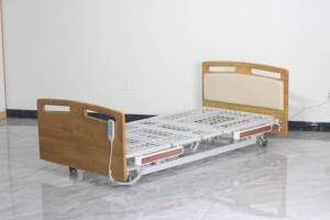 Cama de Hospital Ajustable en Altura para Cuidado en el Hogar, Cabecera de Roble Macizo, Superficie de Malla, Ruedas Silenciosas de 5 Pulgadas, Muebles de Hospital de Metal - Product Image 5