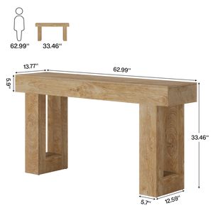 Table console de 63 pouces de long, table de canapé rectangulaire en bois derrière le canapé, table d'entrée de style farmhouse pour couloir, salon - Product Image 1