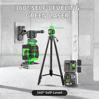 Niveau laser vert portable avec projection de lignes croisées auto-nivelantes, trépied, support magnétique et étui de transport pour la construction