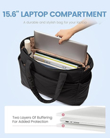 Sac à main pour ordinateur portable imperméable pour femmes et hommes, grand sac à main extensible noir, sac de travail, sac de voyage