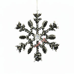 Ornement de Noël en cristal de verre flocon de neige en métal en gros perlé - Product Image 1