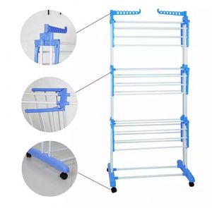Ventes chaudes, séchoir à linge mobile à 3 niveaux, bleu, pour vêtements, manteaux, serviettes, <span class=keywords><strong>salle</strong></span> <span class=keywords><strong>de</strong></span> <span class=keywords><strong>bain</strong></span> - Product Image 4