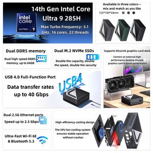 Mini <span class=keywords><strong>PC</strong></span> très demandé avec processeur Intel <span class=keywords><strong>Ultra</strong></span> 5 225H, 7 225H, 9 285H, DDR5 8/16/32/64 Go, SSD M.2 2 To, idéal pour le gaming et les serveurs - Product Image 2