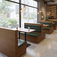 Meubles de restauration rapide modernes sur mesure pour sushis, banc mural long, table de salle à manger de luxe pour café, ensemble de chaises en cuir pour restaurant