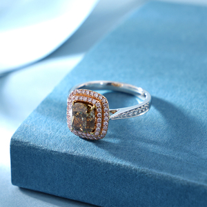 Anillos de Mujer Clásicos de Oro Blanco Sólido de 14K con Corte Esmeralda y Color Marrón Fantasía, Chapados en Platino, para Uso Diario, Compromiso y Boda - Product Image 4