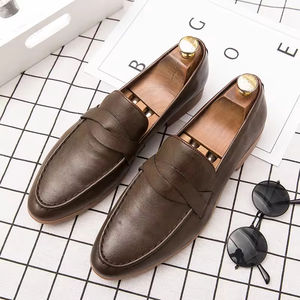 Zapatos de Vestir de Cuero para Hombre, Estilo Británico, Punta Puntiaguda, Transpirables, Sin Cordones, Hechos a Mano, Formales, Ligeros para Otoño - Product Image 4