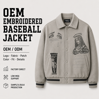 Blouson de baseball vintage brodé en mélange de laine avec imprimé graphique et manches en chenille – Développement de marque privée