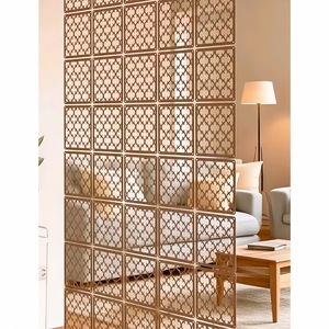 Panel Divisor de Habitaciones de Madera Suspendido, Pantalla de Pared Modular Portátil con Corte Láser en Bronce, Decoración de Pared Colgante - Product Image 4