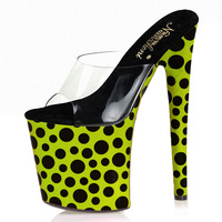 Pantoufles à talons hauts de 20 cm, chaussures à plateforme, Club, talons aiguilles, pôle, danse, bande, été