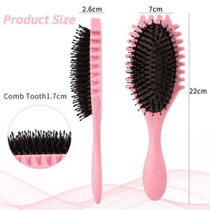 Brosse à <span class=keywords><strong>Cheveux</strong></span> de Massage en Paille de Blé, Coiffage Professionnel, Coussin d'Air, Soin des <span class=keywords><strong>Cheveux</strong></span> <span class=keywords><strong>Bouclés</strong></span>, Démêlante à Poils en Nylon pour la Maison (Vente en Gros) - Product Image 4
