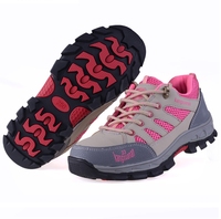 Chaussures de sécurité de travail à bout en acier anti-écrasement de couleur rose pour femmes respirant sans lacet léger en acier sans lacet athlétique