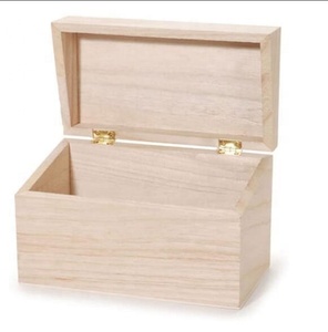 Caja de almacenamiento de menú de madera de Paulownia sin terminar, caja de baratija barata con bisagras rectangulares, almacenamiento de joyería multifuncional Technics de laca - Product Image 1