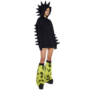 Mode personnalisé polaire Dino mousse pointes surdimensionné pull à capuche à la mode Offre Spéciale grande taille femmes sweats à capuche et sweat - Product Image 6