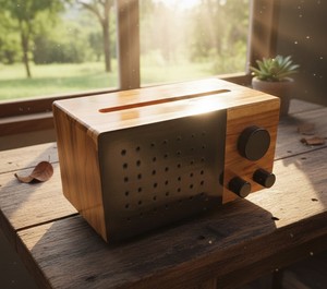 Distributeur de mouchoirs élégant en bois de teck 27,5x15cm avec finition mélamine pour la cuisine - Product Image 1