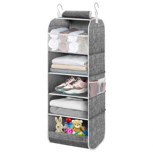 Foldable Fabric Hanging <b>Storage</b> Organizer 5 Shelves <b>Collapsible</b> Hanging Closet Shelves Hanging Organizer - Product Image 1