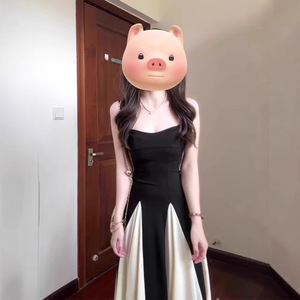 French Style Slim Fit Strapless Slip Dress High Waist Color Blocking Full Skirt Evening Dress Women Summer Fashion - Product Image 4