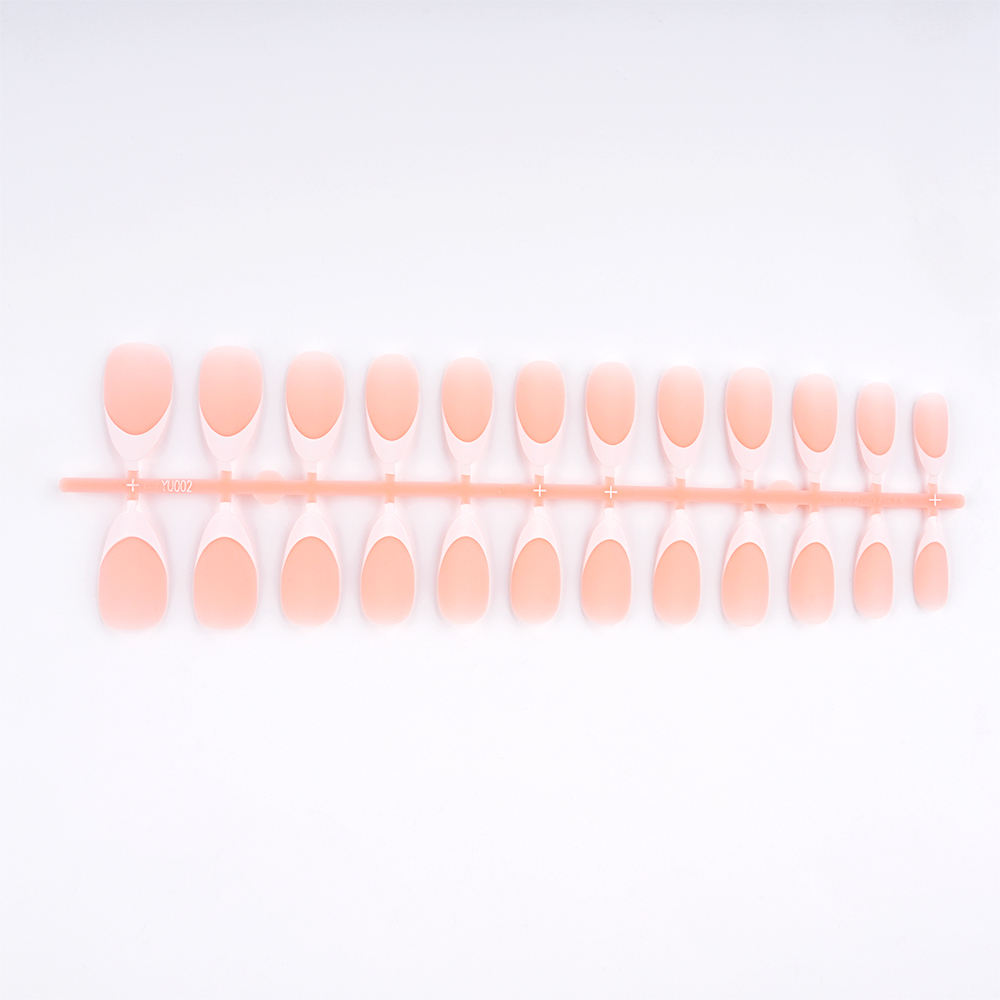 150 Pcs Pre-applied Tip Primer & Base Coat Cute French Tip Nails Brown Extra Short Square French Tip Press on Nails 15Sizes