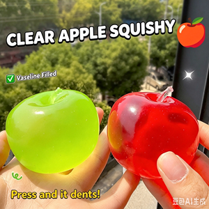 Jouets de décompression à rebond lent en forme de pomme, effet transparent et éclatant, tendance, avec texture <span class=keywords><strong>vaseline</strong></span> - Product Image 4