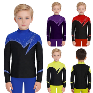 Traje de Patinaje Artístico Personalizado para Niños de 6 a 16 Años, Top para Competencia y Actuación, Rojo, Danza Lírica Latina, 85% Poliéster, 15% Elastano - Product Image 1