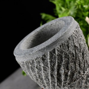Hand Carved Stone Mortar And Pestle Bluestone Grinder Natural Stone Tool Garlic Crusher Herb Spice Tools Manual Durable - Product Image 2