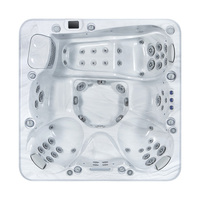 Spa familial extérieur VIRLUX, baignoire moderne pour 6 personnes, bain à remous en acrylique avec transat et 54 jets pour le bien-être en plein air, certifié CE