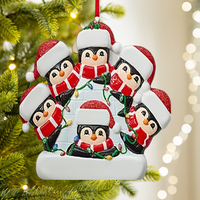 Ornement de Noël personnalisé en résine de haute qualité, imprimé en 4 couleurs, cadeau de Noël, pendentif pour arbre de Noël, adorable famille de pingouins