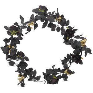 Vite artificiale di Rose nere da appendere con piante di edera rosa per decorazioni per la stanza Goth ghirlande di seta fiore di vite - Product Image 1